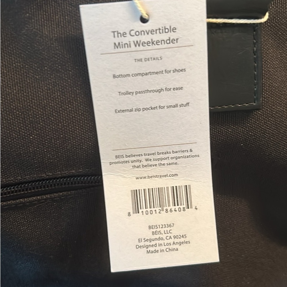BÉIS Mini Weekender Travel Bag in Black - Picture 3 of 4